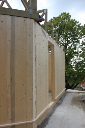 Montáž CLT skeletu, rodinná vila v Záhorskej Bystrici